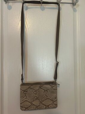 thirty-one Taupe Snake-Print Crossbody Bag